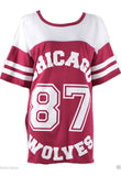 Chicago 87 Wolves Varsity Mesh Oversize T Shirt Top Chicago 87 Wolves Varsity Mesh Oversize T Shirt Top