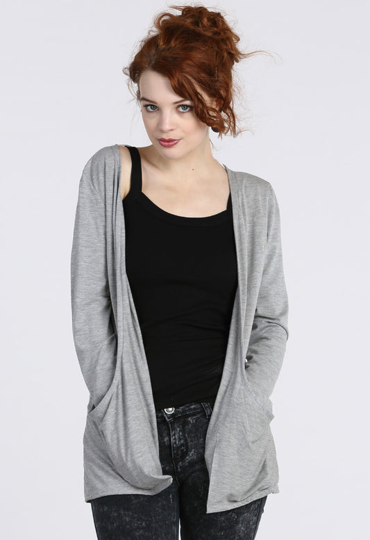 Grey Boyfriend Pocket Cardigan