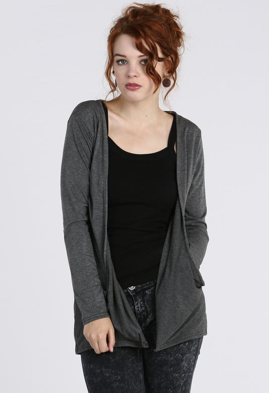 Charcoal Boyfriend Pocket Cardigan