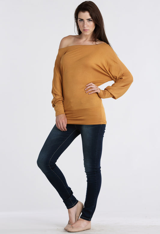 Mustard Long Sleeve Batwing Top
