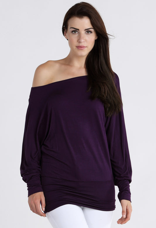 Purple Long Sleeve Batwing Top