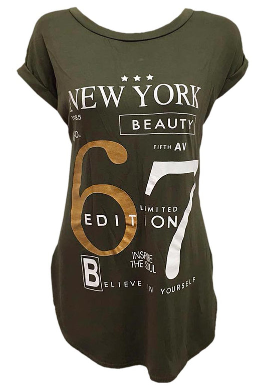 Khaki Plus Size New York 67 Oversize Tee