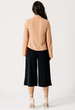 Nude Flared Long Sleeve Cross Neck Blouse Nude Flared Long Sleeve Cross Neck Blouse
