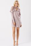 Mauve Lace and Ruffle Choker Neck Mini Dress Mauve Lace and Ruffle Choker Neck Mini Dress