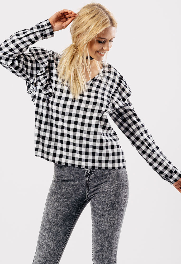 Black Check Monochrome Top Black Check Monochrome Top