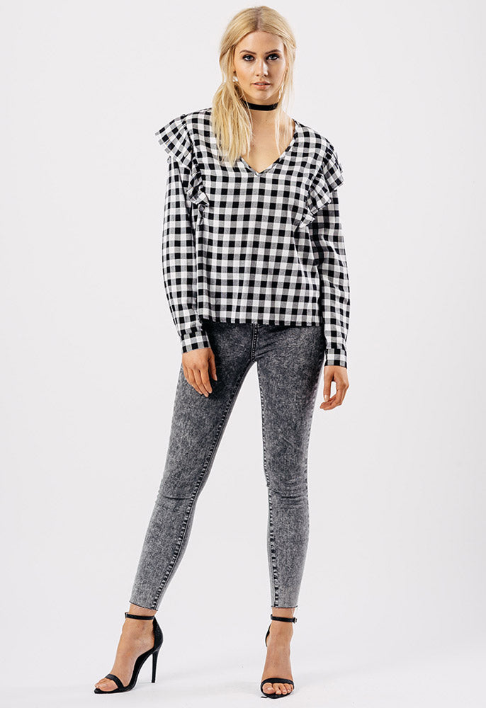 Black Check Monochrome Top Black Check Monochrome Top