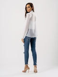 White Tie Neck Long Sleeve Blouse White Tie Neck Long Sleeve Blouse