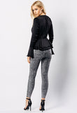 Flute Sleeve Plunge V Neck Ruffle Top in Black Flute Sleeve Plunge V Neck Ruffle Top in Black