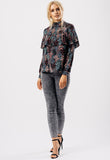 Black Printed High Neck Ruffle Blouse Black Printed High Neck Ruffle Blouse