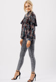 Black Printed High Neck Ruffle Blouse Black Printed High Neck Ruffle Blouse