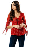 Red Polka Dot Tie Front Tea Top Red Polka Dot Tie Front Tea Top