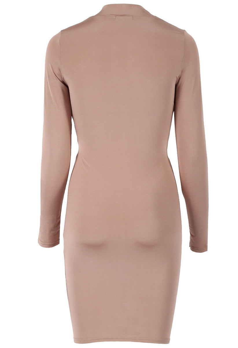 Rose Slinky Cross Mini Bodycon Dress Rose Slinky Cross Mini Bodycon Dress