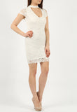 Ivory Lace Choker Mini Bodycon Dress Ivory Lace Choker Mini Bodycon Dress