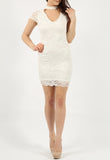 Ivory Lace Choker Mini Bodycon Dress Ivory Lace Choker Mini Bodycon Dress