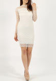 Ivory Polka Dot Mesh Frill Midi Bodycon Dress Ivory Polka Dot Mesh Frill Midi Bodycon Dress