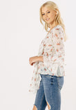 Cream Floral Front Tie Blouse Cream Floral Front Tie Blouse
