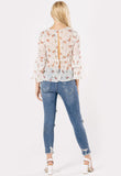 Cream Floral Front Tie Blouse Cream Floral Front Tie Blouse