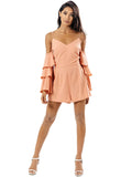 Blush Cold Shoulder Tier Sleeve Playsuit Blush Cold Shoulder Tier Sleeve Playsuit