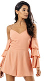 Blush Cold Shoulder Tier Sleeve Playsuit Blush Cold Shoulder Tier Sleeve Playsuit