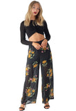Black Floral Wide Leg Trousers Black Floral Wide Leg Trousers