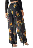 Black Floral Wide Leg Trousers Black Floral Wide Leg Trousers