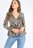 Leopard Print V Neck Peplum Blouse Top Leopard Print V Neck Peplum Blouse Top