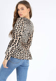 Leopard Print V Neck Peplum Blouse Top Leopard Print V Neck Peplum Blouse Top