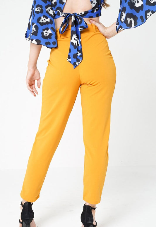 Mustard Trousers With Adjustable Buckle Belt