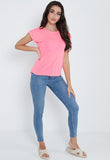 Coral Dip Hem Turn Up Sleeve Tee Coral Dip Hem Turn Up Sleeve Tee