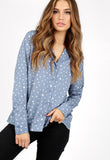 Blue Collared Irregular Spot Pyjama Shirt Blue Collared Irregular Spot Pyjama Shirt