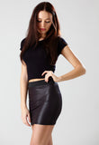 Black Wetlook Mini Bodycon Skirt