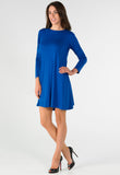 Royal Blue Long Sleeve Mini Swing Dress