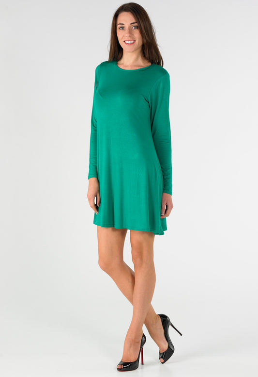 Jade Long Sleeve Mini Swing Dress