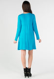 Turquoise Long Sleeve Mini Swing Dress