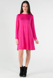 Cerise Long Sleeve Mini Swing Dress