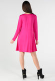 Cerise Long Sleeve Mini Swing Dress