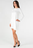 Off White Long Sleeve Mini Swing Dress