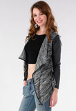 P.U Sleeve Waterfall Cardigan