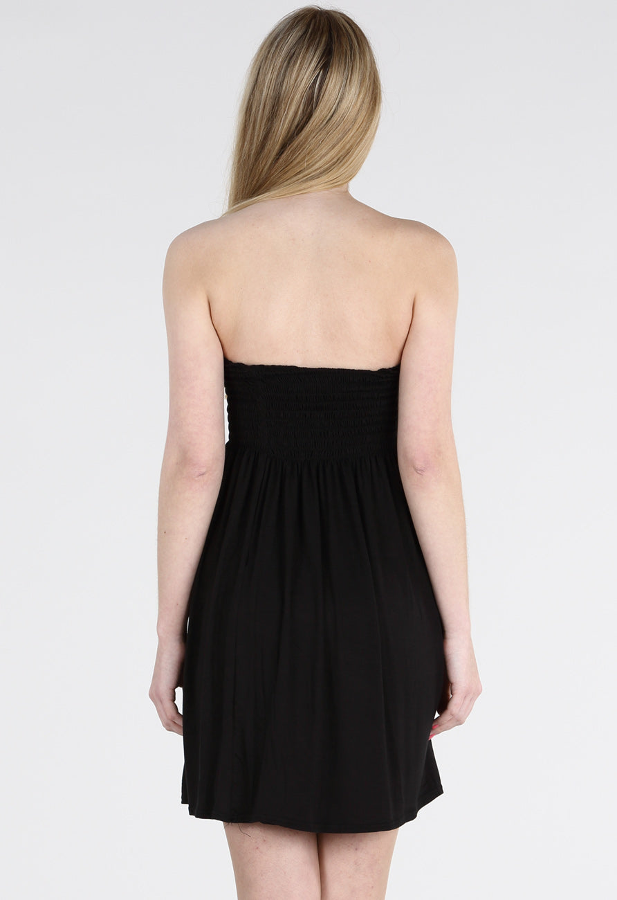 Black Shearing Bandeau Mini Dress