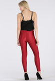 Wine High Waist Shiny Disco Pants