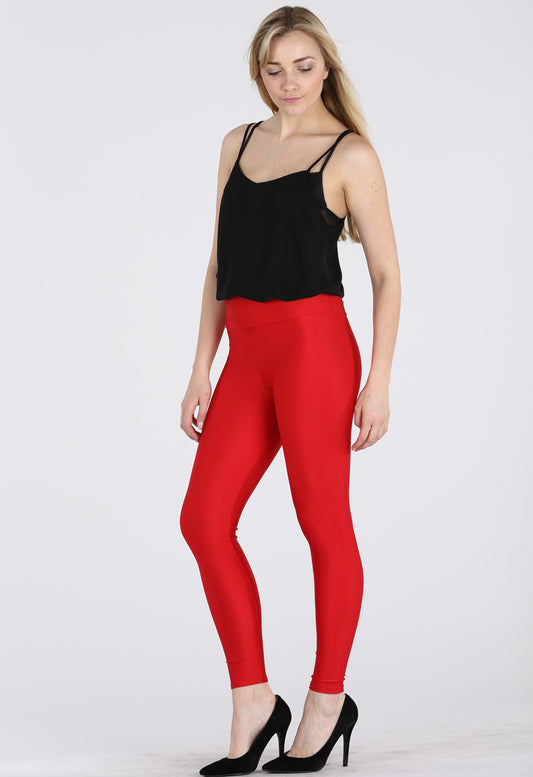 Red High Waist Shiny Disco Pants