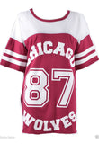 Chicago 87 Wolves Varsity Mesh Oversize T Shirt Top