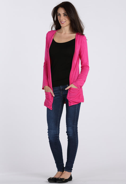 Cerise Boyfriend Pocket Cardigan