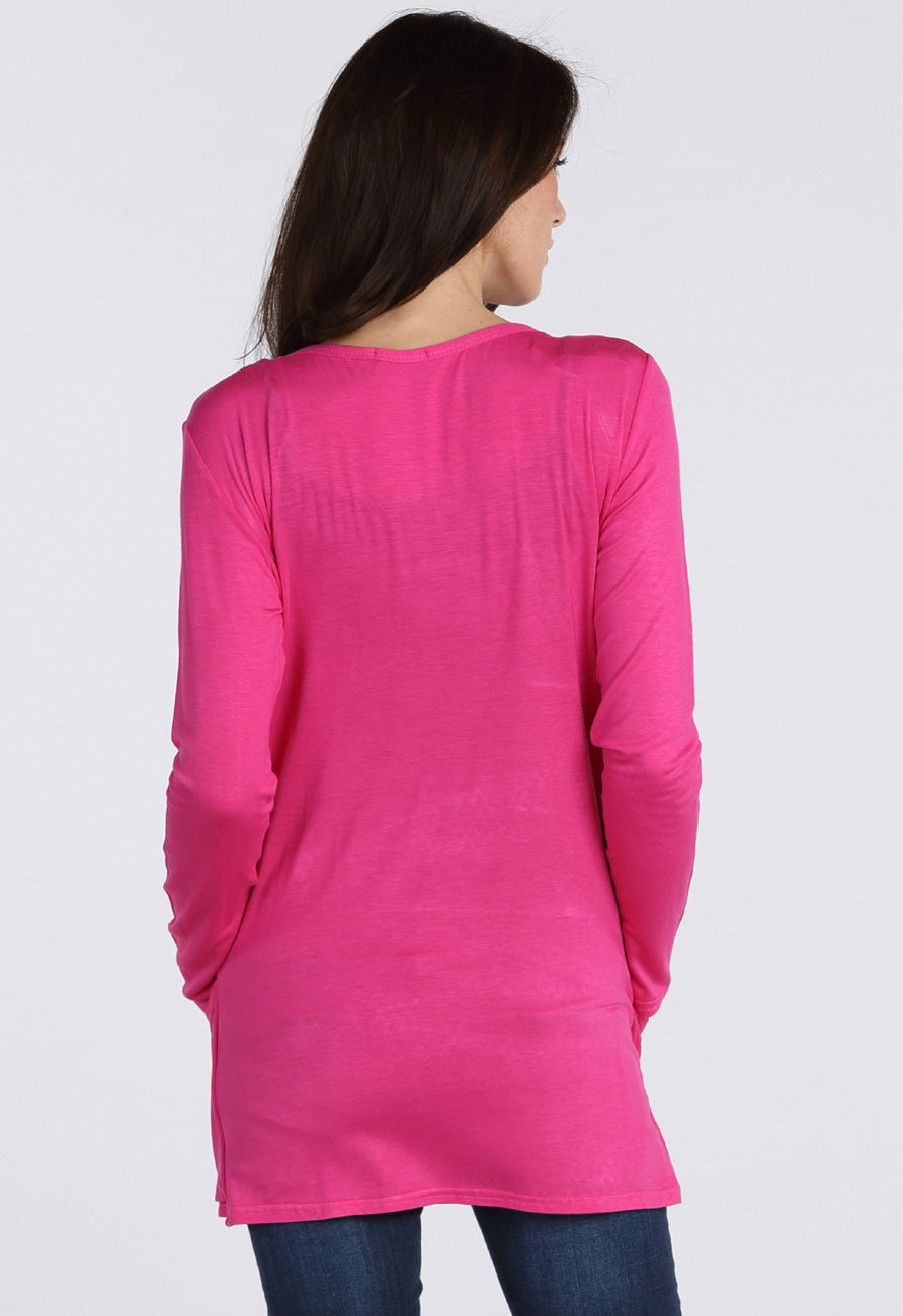 Cerise Boyfriend Pocket Cardigan