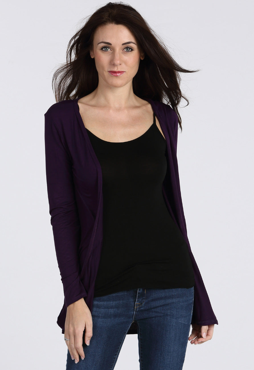 Purple Boyfriend Pocket Cardigan