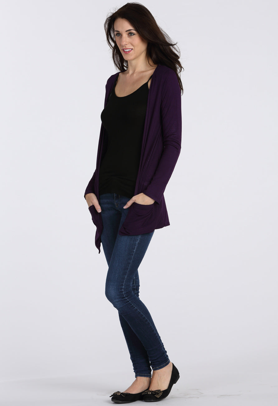 Purple Boyfriend Pocket Cardigan