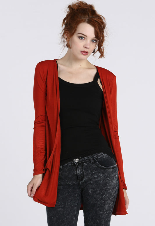 Rust Boyfriend Pocket Cardigan