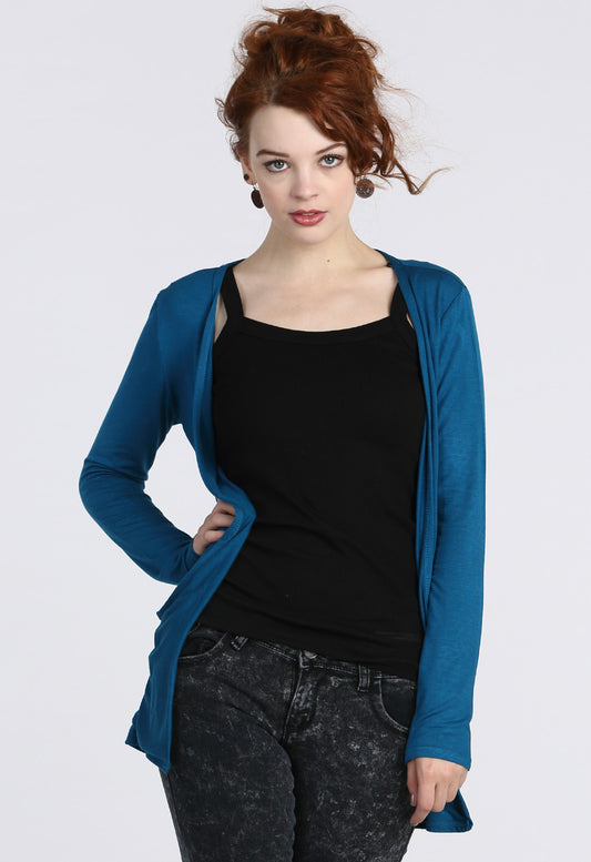 Teal Boyfriend Pocket Cardigan