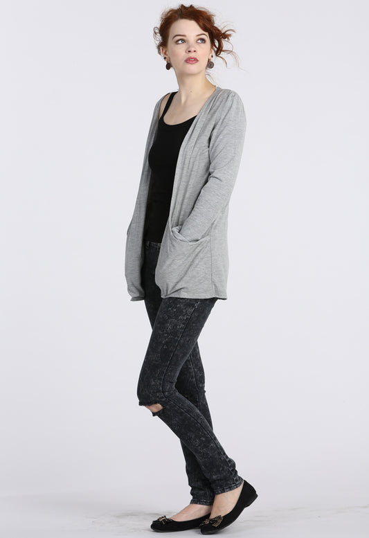 Grey Boyfriend Pocket Cardigan