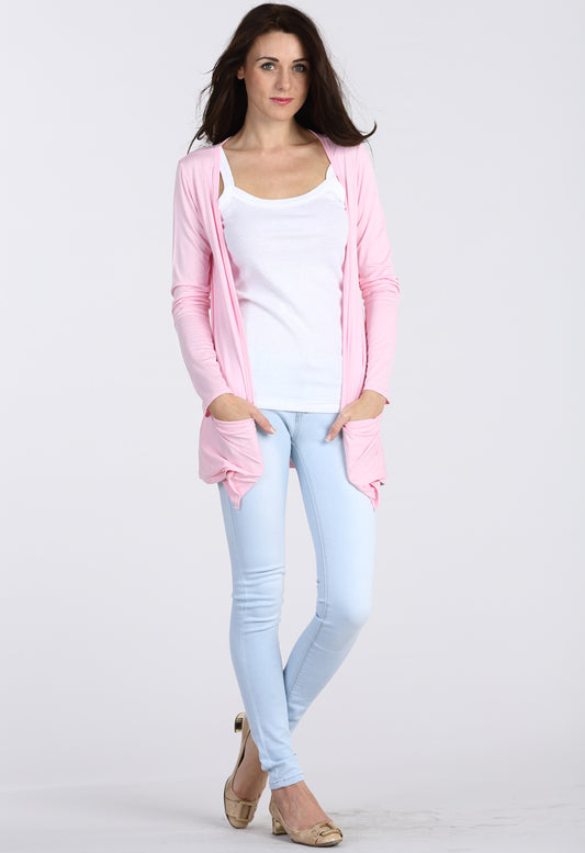 Baby Pink Boyfriend Pocket Cardigan